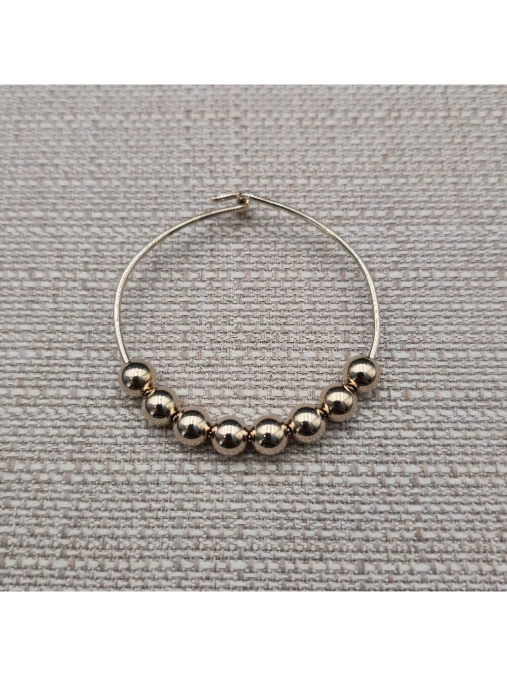6 Inch Sterling Silver Floating Graduated Ball Bead Hoop Bangle Bracelet B1563